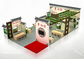 中國茶博會貴州館72平中式展臺設(shè)計效果圖